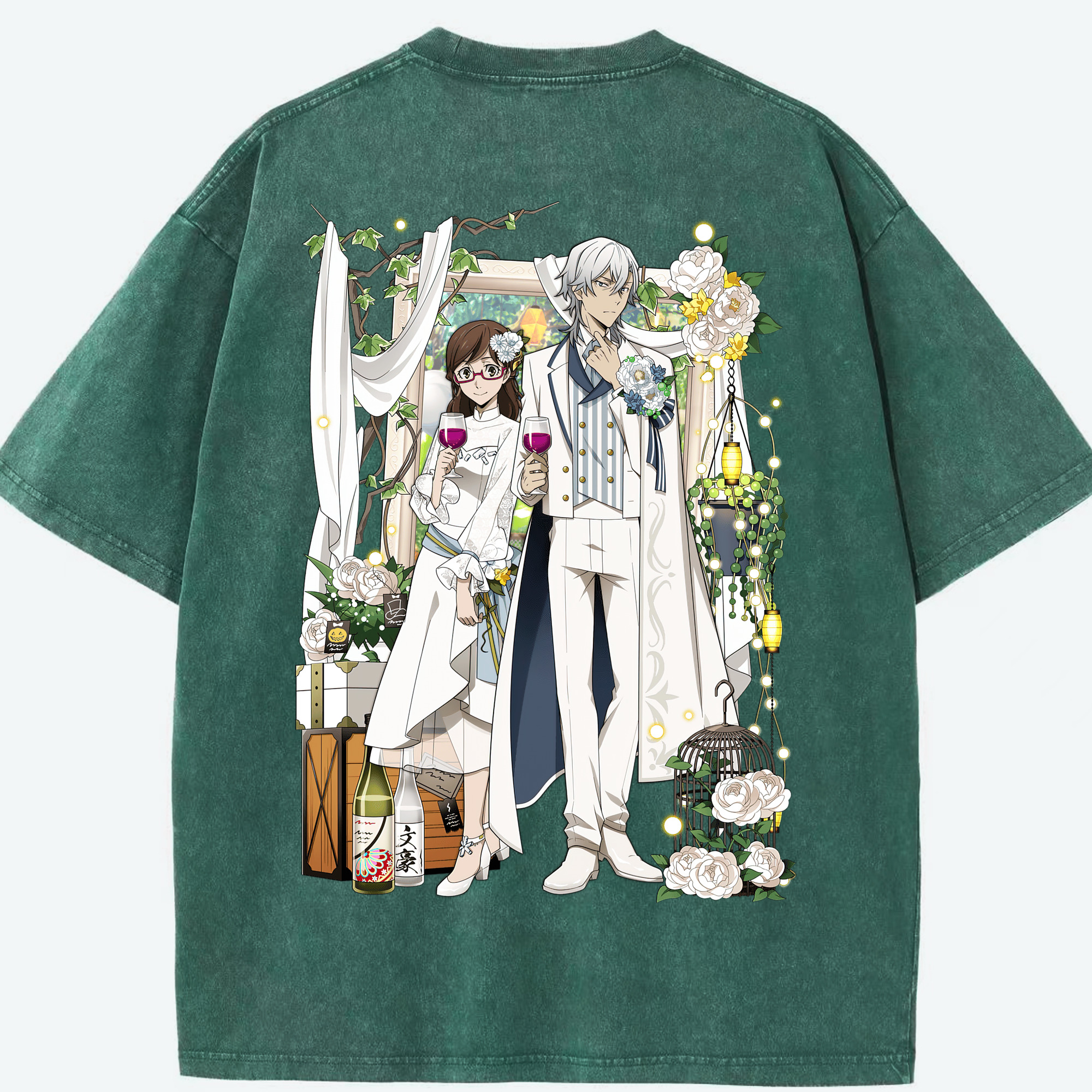 （画像用） 文豪ストレイドッグス Bungo Stray Dogs 綿100% ヴィンテージ風 半袖Tシャツ（背面プリント）